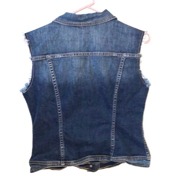 London Jean Womens Studded Denim Vest Sleeveless Button-Up Jacket Size S - Picture 6 of 8